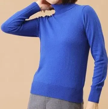 다카시마야 캐시미어 100% 터틀넥 스웨터 니트 M 로얄 블루