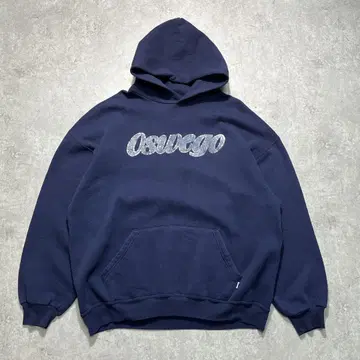 90s~ 러셀 풀오버 후드티 XL 네이비 후디7404