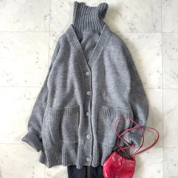 새상품급 세븐텐 바이 미호카와히토 레이어드 터틀 니트 뷰 버튼