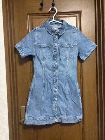 ZARA 데님 블루 반팔 미니 원피스