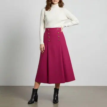 아나이 울 사키소니 A라인 스커트 골드 버튼 핑크 36