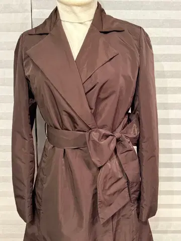 키미지마 브라운 벨트 트렌치코트