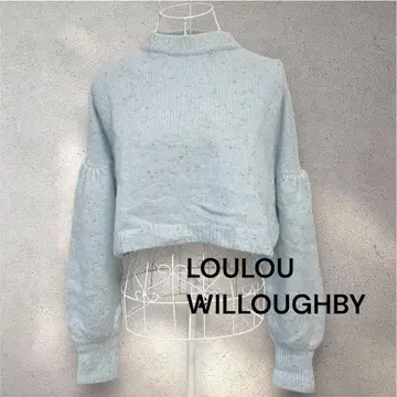 룰루 윌비 키라키라 라메 스카이블루 숏 풀오버 니트