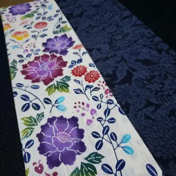 반폭 오비 겐지 이야기 홍염색 순수 실크 명주