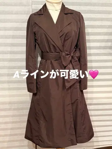 키미지마 브라운 허리 리본 트렌치코트