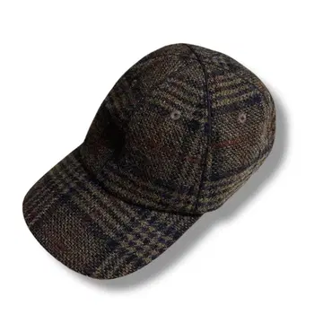 MORNO 모루노 MOON 원단 울 캡 체크 소가죽 6패널