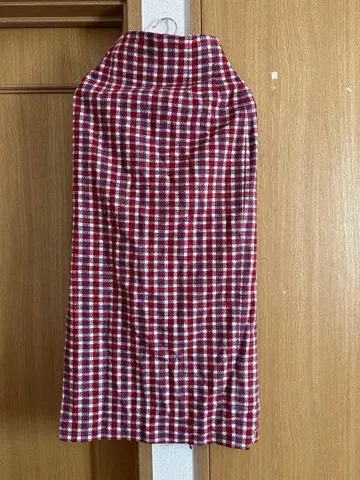 릴리안 캐럿 체크 타이트 스커트 빨간색