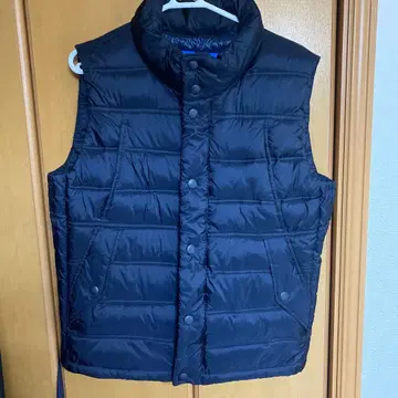 네이비 다운 베스트 스탠드 카라