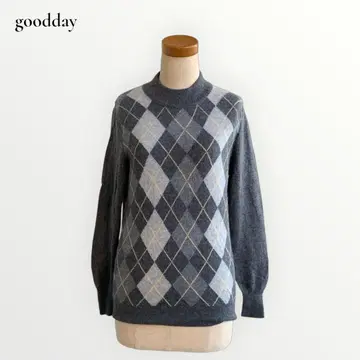 goodday: 캐시미어 아가일 니트 그레이 L