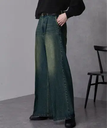 MONO-MART 빈티지 턱 플레어 데님 팬츠 인디고 블루 S 사이즈