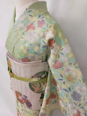 미사용 새상품 순수 실크 이중 기모노 수제화  호몬기