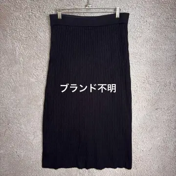 [ LL 사이즈 ] 리브 니트 타이트 스커트 롱 기장 블랙 허리밴딩