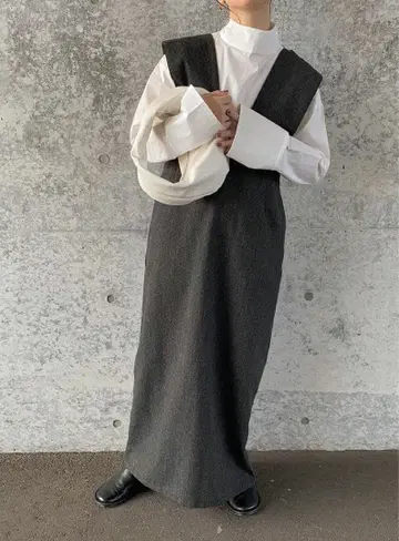 트위드 점퍼 롱 스커트