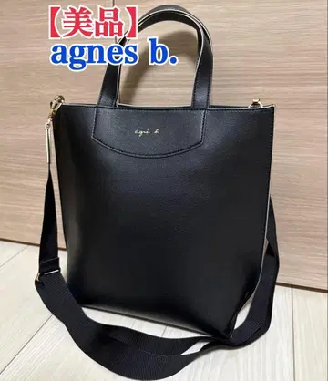 [ 새상품급 ] agnes b. 2way 숄더백 가죽 블랙 그린