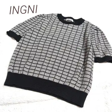 INGNI 잉그 트위드풍 반팔 니트 체크 무늬 귀여운