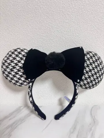 미니 머리띠 2025년 가을 신작 블랙 화이트 하운드투스 패턴