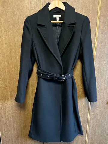 H&M 아우터 롱 코트 블랙 여성용 S 사이즈 36
