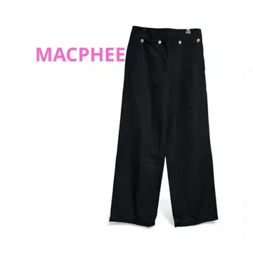 맥피 블랙 와이드 팬츠 골드 컬러 버튼 포함