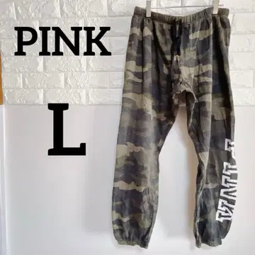 [PINK] L 조거 팬츠 카모플라쥬 패턴 사이드 로고 프린트