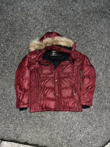 archive 퍼 다운 자켓 y2k 시크 스타일 광택 짧은 기장