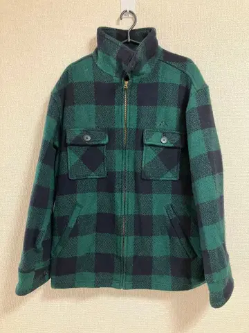 DEVILOCK 데비락 그린과 블랙 체크 무늬 집업 자켓 XL