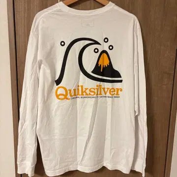 퀵실버 긴팔 T셔츠 L 화이트 프린트 패턴 롱티