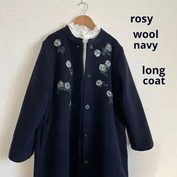 미나 페르호넨 rosy 네이비 울 롱 코트 총 안감 핸드메이드