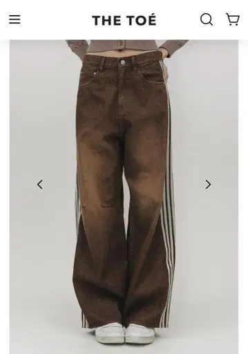 THE TOE 브라운 스트라이프 데님 팬츠