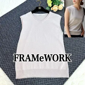 24ss FRAMeWORK 페이퍼 폴리에스테르 슬리브리스 니트 현행