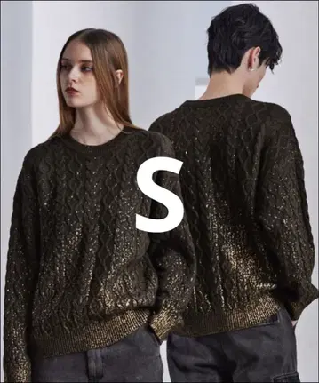 CLEL 박 프린트 케이블 크루넥 니트 S 브라운