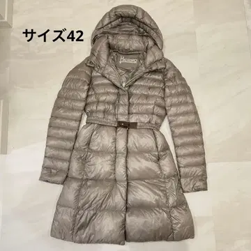 HERNO 헬로 다운 코트 벨트 포함 그레이지 롱 기장 후드 부착