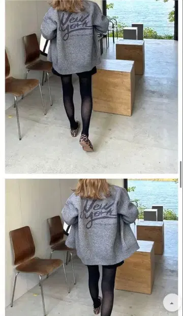 미사용 back print knit cardigan 라이트 그레이