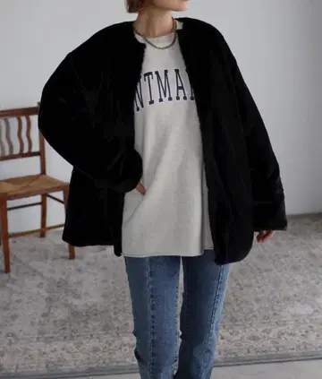 리버서블 인조 모피 블루종