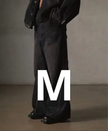 GRANCY 지퍼 디자인 배기 데님 팬츠 블랙 M 사이즈