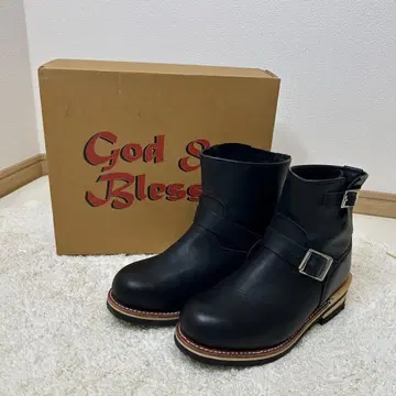 GOD&BLESS 엔지니어 부츠 미사용급 천연 가죽 스틸토 워크 부츠
