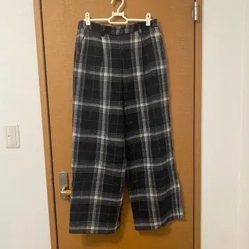 르쿨르 블랑 톤 체크 와이드 팬츠 체크 팬츠