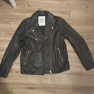 FRAY I.D 블랙 가죽 라이더 자켓