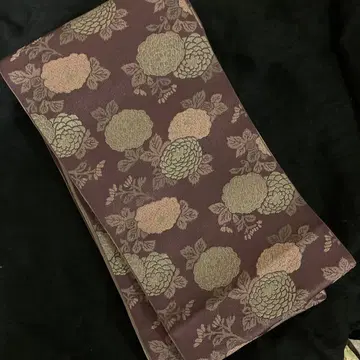 꽃무늬 반폭 오비 보라색