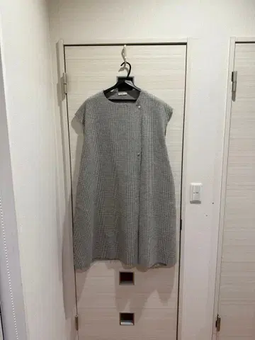 yori 그레이 계열 체크 롱베스트