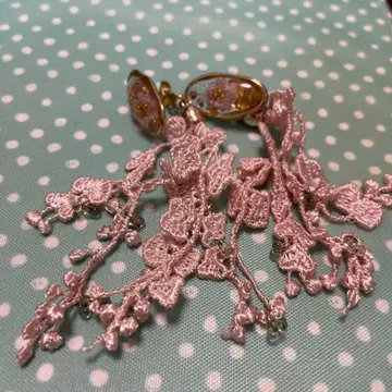 자수 플라워 롱 체인 귀걸이