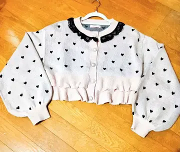 MA*RS 마즈 프리메로 하트 무늬 숏 기장 가디건 핑크