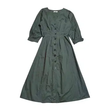 ZARA 자라 TRF 카키 볼륨 슬리브 롱 셔츠 원피스