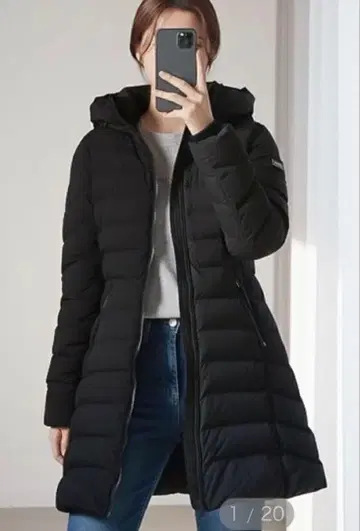 캘빈클라인 롱 다운 코트 자켓 후드 부착 블랙