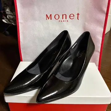 모네 블랙 하이힐 펌프스 소가죽 에나멜