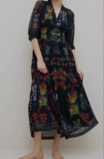 AMERI MEDI DECALCOMANIA CHIFFON DRESS