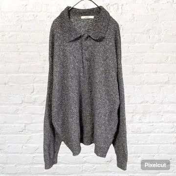 12311 DISCOAT / 카라 부착 하프 버튼 니트 스웨터 루즈핏