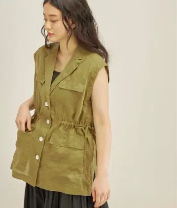 ships 올리브 컬러 슬리브리스 자켓