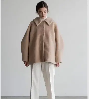 OHGA 무스탕 코트 베이지 S 택 포함 미사용 새상품