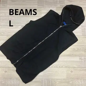 BEAMS 후드 부착 블랙 베스트 L
