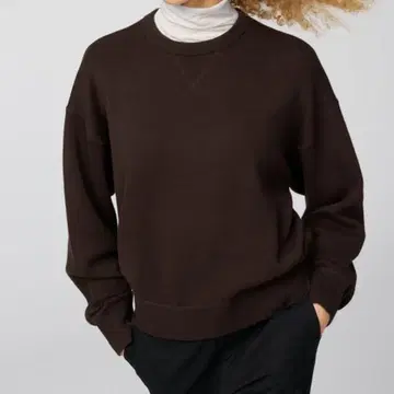 미사용 새상품 UNIQLO 스무스 코튼 크루넥 스웨터 다크 브라운 XL
